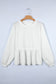 White Solid Color Textured Drop Shoulder Long Sleeve Peplum Top