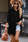 Blue Corduroy Shirt Style Full Button Long Sleeve Shift Mini Dress