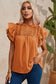 Grapefruit Orange Smocked Ruffle Sleeve Blouse