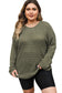 Moss Green Plus Size Textured Knit Long Sleeve Top