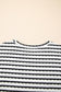 Black Stripe Knitted Short Sleeve Top and Drawstring Shorts Set