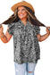Black Rose Floral Print Ruffle Sleeve Plus Size Shift Top