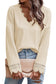 Lace Trim Apricot V Neck Long Sleeve Top