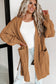 Khaki Ribbed Cable Knit Cardigan