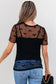 Black Bow Knot Dotted See-through Mesh Patched Slim Fit Blouse
