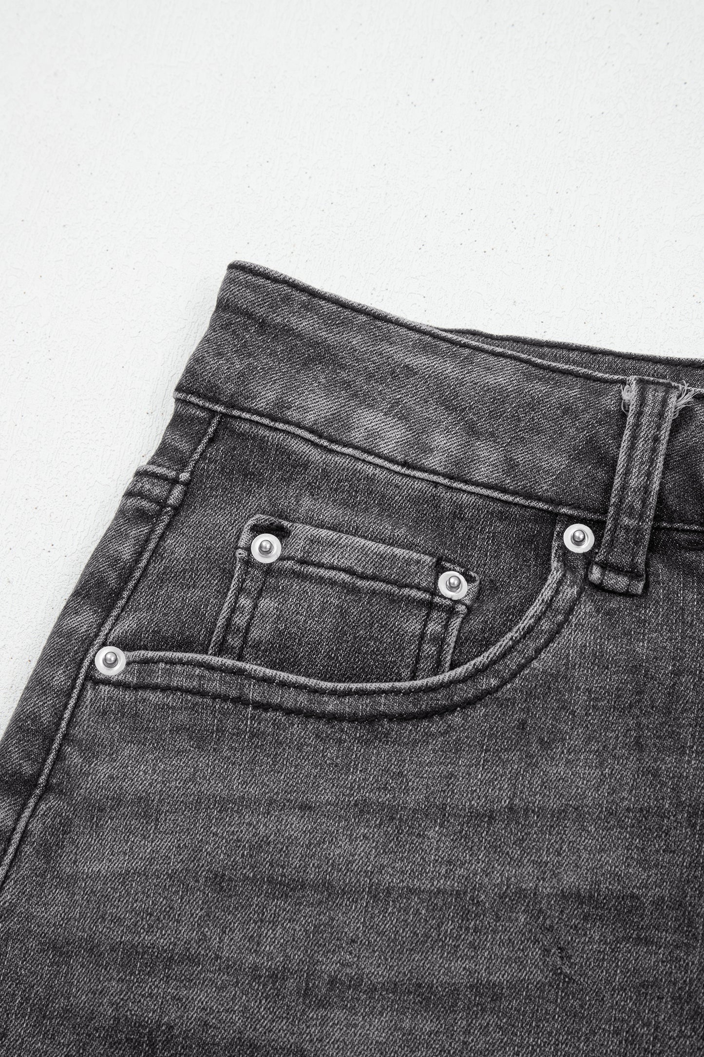 Sail Blue Dearlove Irregular Distressed Bottom Denim Midi Skirt