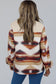 Multicolour Western Aztec Striped Patchwork Double Flap Pocket Raw Hem Shacket