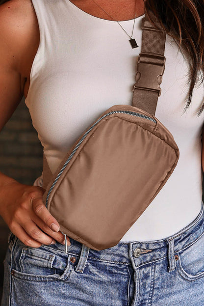 Brown Waterproof Zipped Crossbody Bag