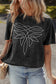 Black Floral Embroidered Mineral Wash Crew Neck T Shirt