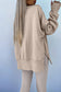 Orchid Mist Solid Color Oversize Slit Sweatshirt Ribbed Leggings 2pcs Set