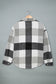 Gray Plaid Color Block Buttoned Long Sleeve Jacket with Pocket