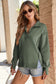 Moss Green Buttoned Collared Raw Detail High Low Baggy Sweatshirt with Slits