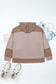 Goat Waffle Contrast Patchwork Plus Size Pocketed Hoodie