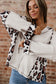 Apricot Oversized Leopard Contrast Mixed Texture Patchwork Zip Up Drop Shoulder Hoodie