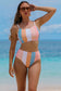 Orange Vertical Striped High Waist Bikini Swimsuit