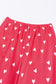 Fiery Red Heart Print Pants Set