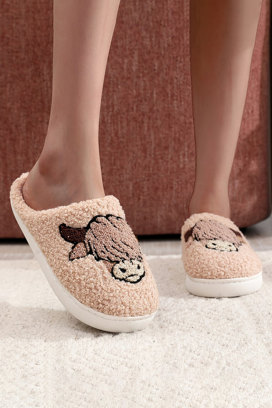Highland Cow Plush Slippers