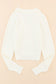 Beige Ribbed Long Sleeve Surplice Crop Sweater