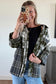Black Plaid Print Textured Knit Buttoned Shacket