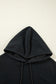 Black Fleece Lined Kangaroo Pocket Drawstring Chunky Hoodie