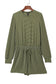 Jungle Green Corded Long Sleeve Drawstring Romper