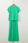 Smoke Gray Solid Corded Knit Short Sleeve T Shirt and Wide Leg Pants Set