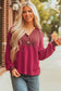 Oatmeal Waffle Patchwork Drop Shoulder Hooded Long Sleeve Top