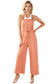 Orange Pocketed Drawstring Wide Leg Overalls