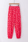 Fiery Red Heart Print Pants Set