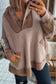 Goat Waffle Contrast Patchwork Plus Size Pocketed Hoodie