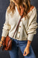 Beige Knitted Buttoned V Neck Cardigan