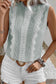 Green Stripe Lace Patchwork Crew Neck Tank Top