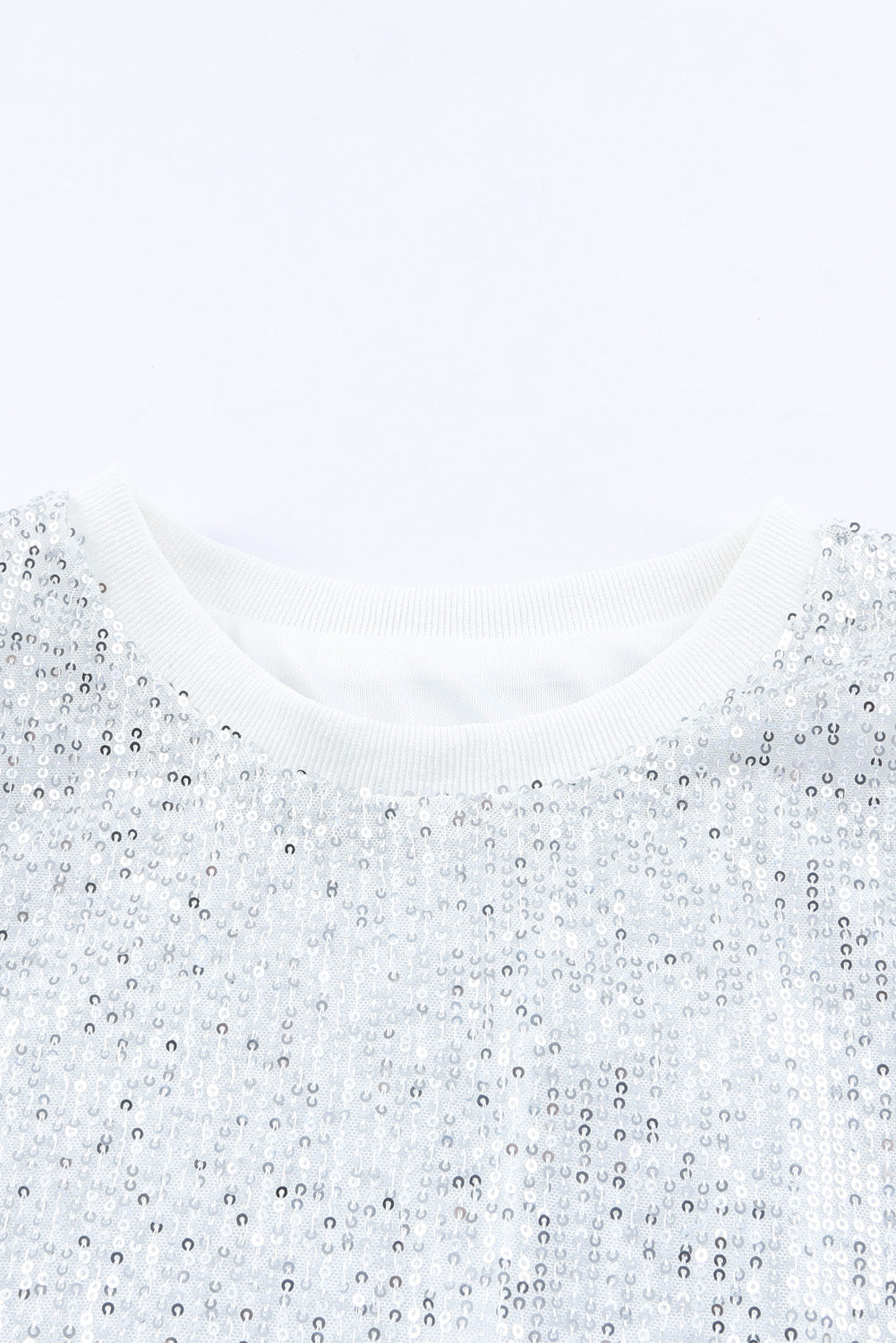 White Round Neck Sequin Tank Top