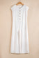 Apricot Checkered Print Buttoned Crew Neck Wide Leg Jumpsuit