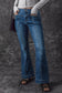 Blue High Waist Seam Stitching Pocket Flare Jeans