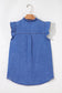 Sky Blue Mineral Wash Cap Sleeve Frilled Button Up Denim Shirt