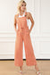 Orange Pocketed Drawstring Wide Leg Overalls