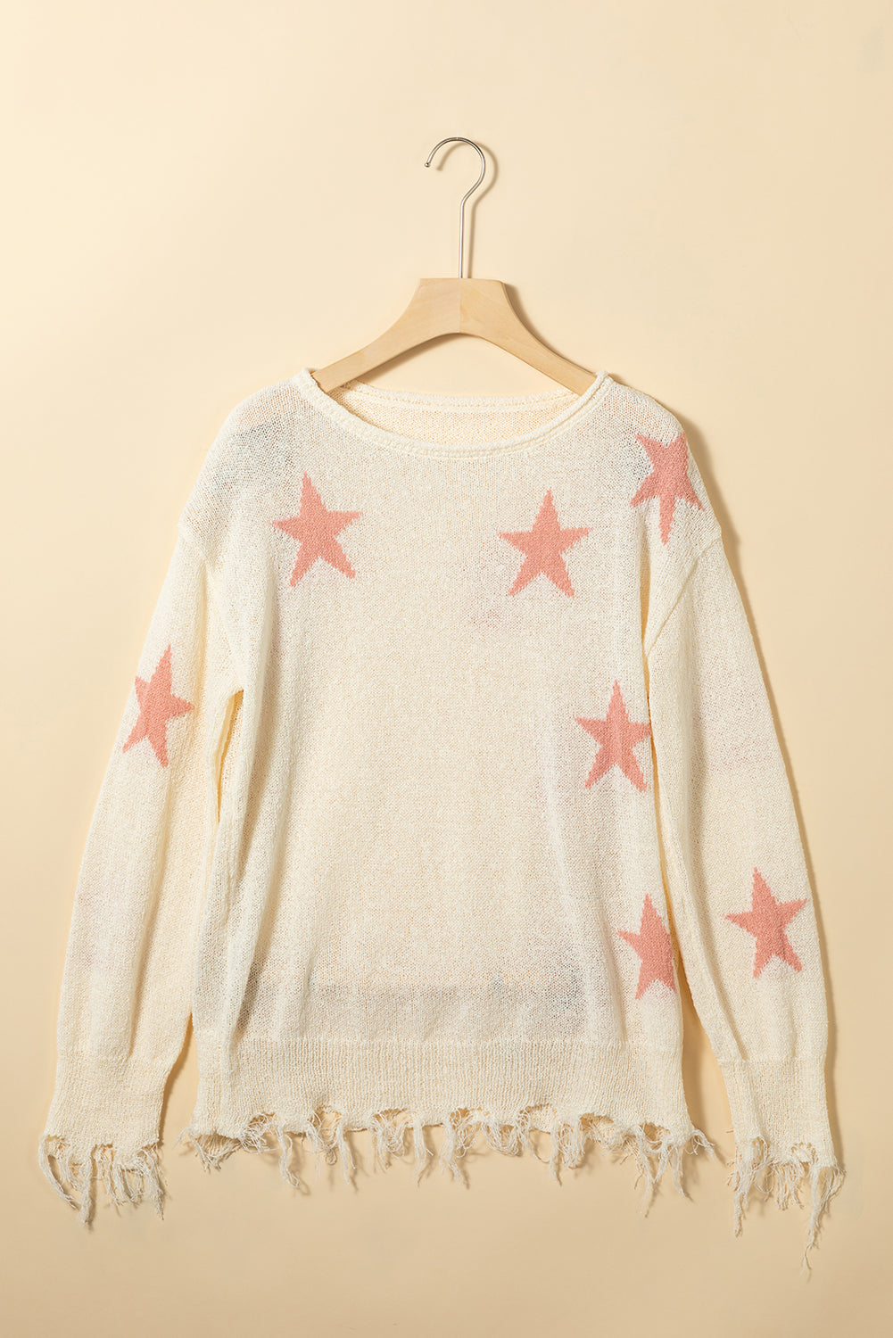 Starry Long Sleeve Raw Hem Sweater