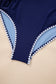 Black Ric Rac Trim Contrasted Patchwork Cutout One Piece Swimsuit