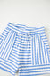 Black Stripe Knitted Short Sleeve Top and Drawstring Shorts Set