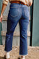 Carbon Grey Mineral Wash Raw Hem High Waist Flared Jeans
