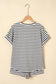 Black Stripe Knitted Short Sleeve Top and Drawstring Shorts Set