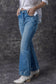 Sky Blue Slight Distressed Medium Wash Flare Jeans