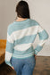 Khaki Two Tone Striped Patchwork Drop Shoulder Loose Sweater