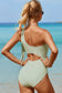 Laurel Green Knotted One Shoulder One-piece Swimsuit