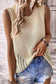 Beige Pointelle Detail Knit Sweater Top