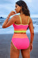 Burgundy Color Block High Waisted Sexy Bikini Set