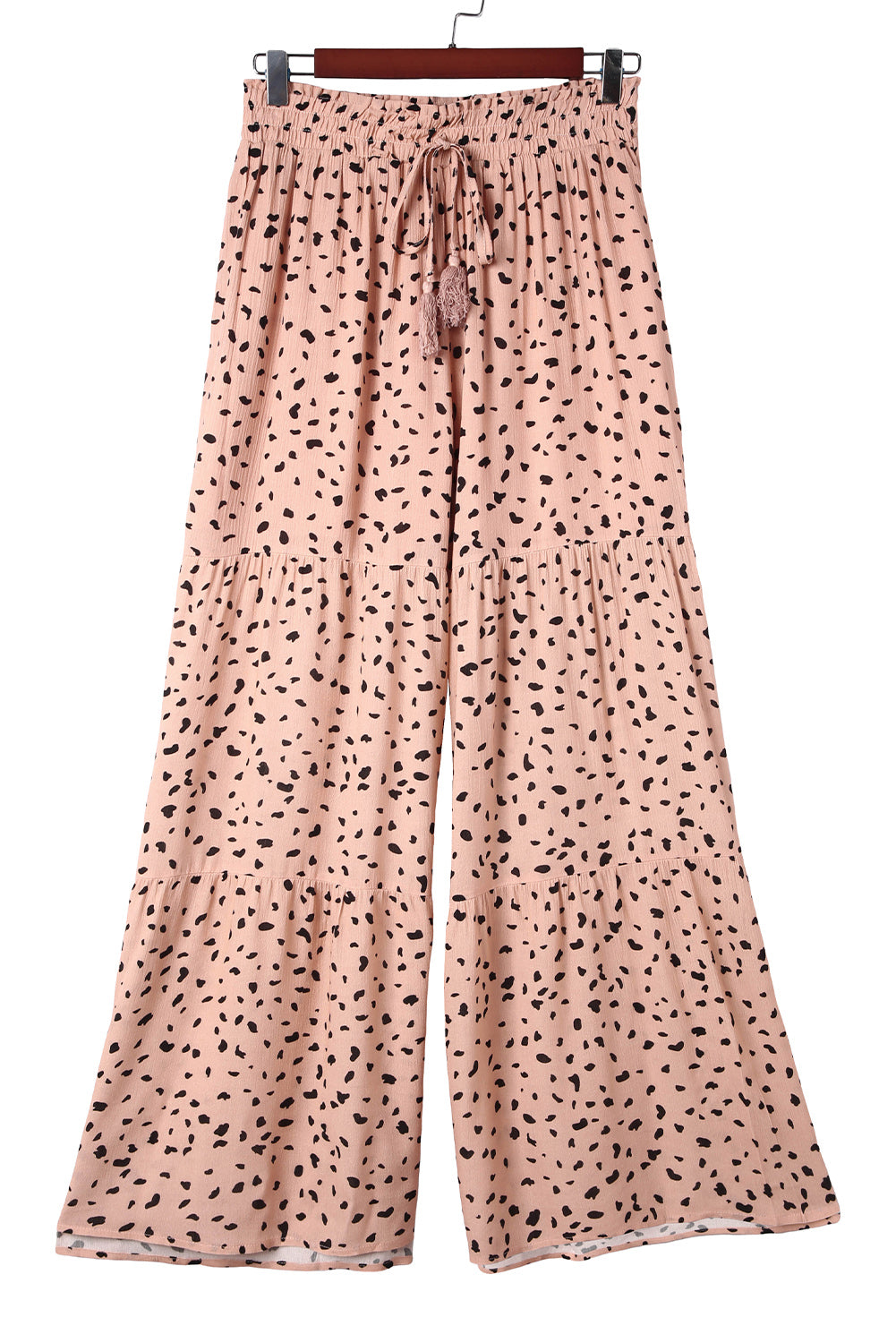 Brown Ruffle Wide Leg Dalmatian Palazzo Pants