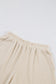 Beige Corded V Neck Slouchy Top Pocketed Shorts Set