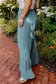 Sky Blue Plus Size High Waist Ruffle Patchwork Wide Leg Pants